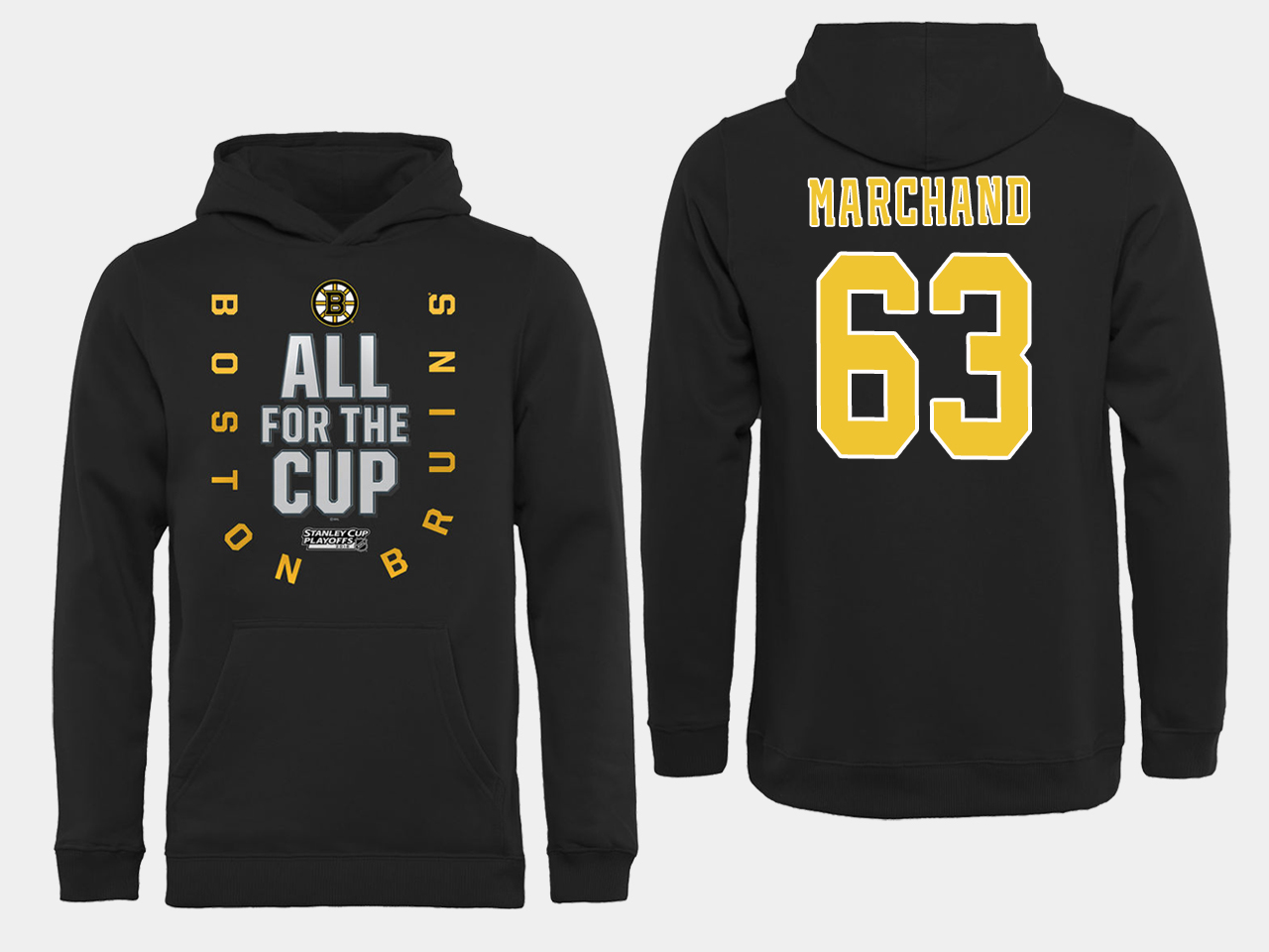 NHL Men Boston Bruins 63 Marchand Black All for the Cup Hoodie
